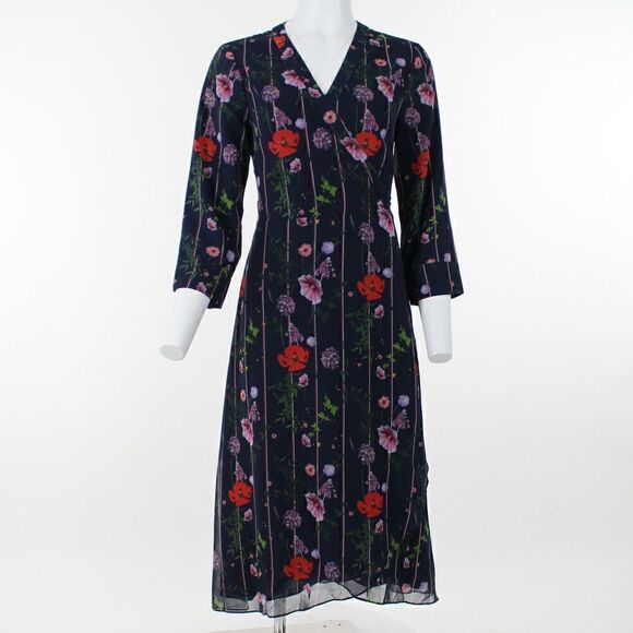 Ted Baker London Hedgerow Floral Stripe Long Sleeve Wrap Dress - Picture 2 of 5